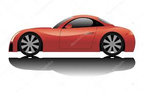 Rysunek przedstawia sportowe czerwone auto
